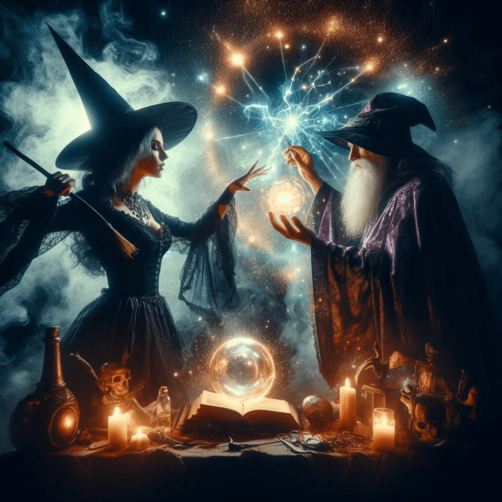 Spell casting ritual illustration